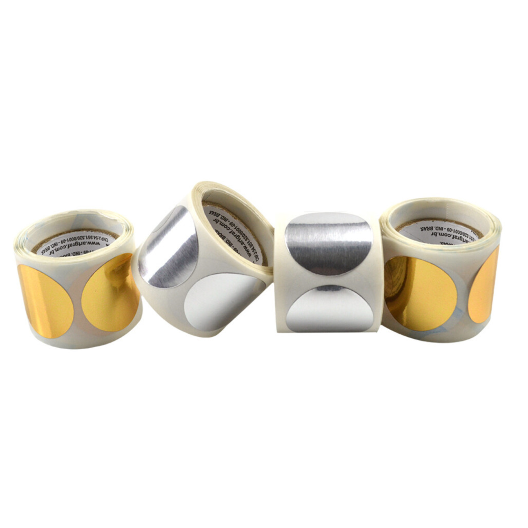 Etiqueta Adesiva Ouro ou Prata Metalizada 34 mm