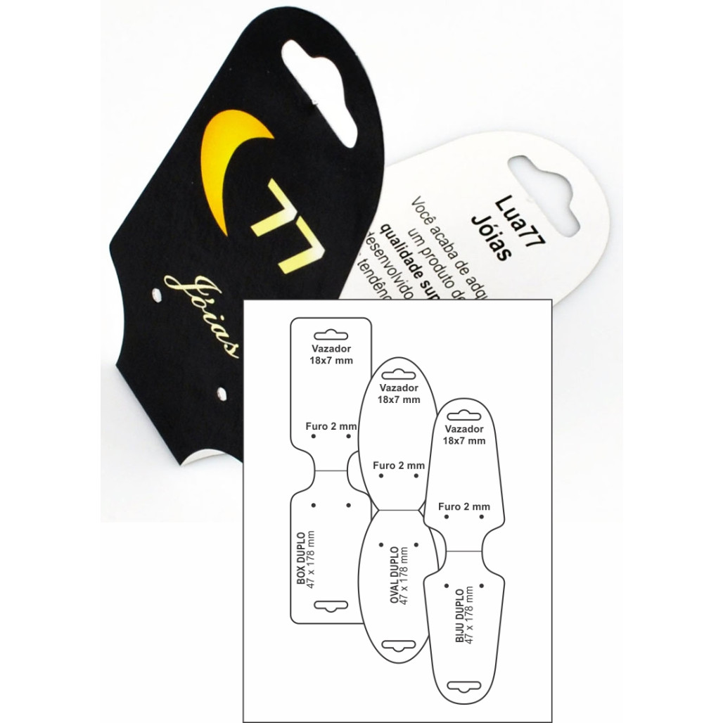 Tag ou Cartela Gravatinha Bijú, Tamanho 47 x 178 mm, Papel Couchê 300 g, Diversos Formatos, com Opções Personalizadas