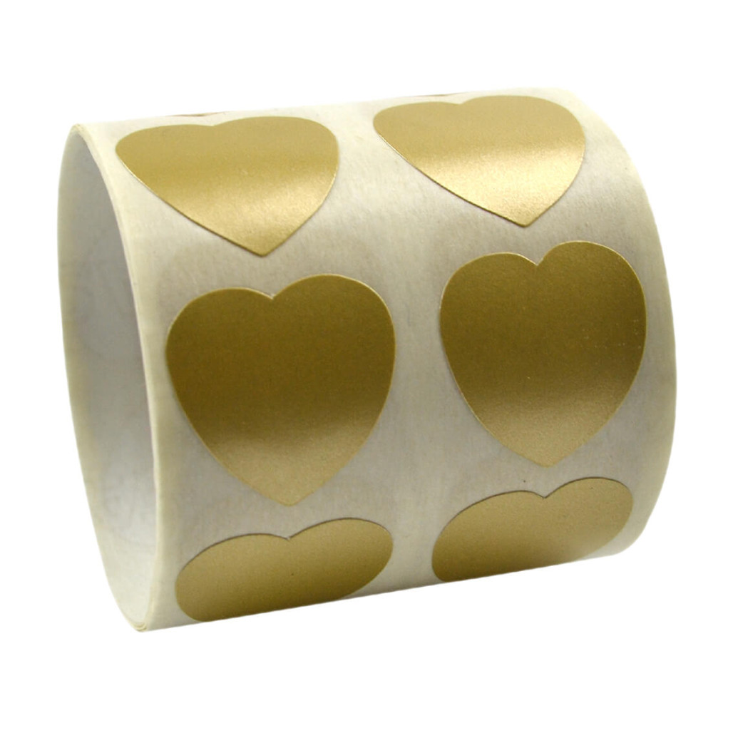 Etiqueta Adesiva Ouro ou Prata Metalizada 18 mm - Coração - 2
