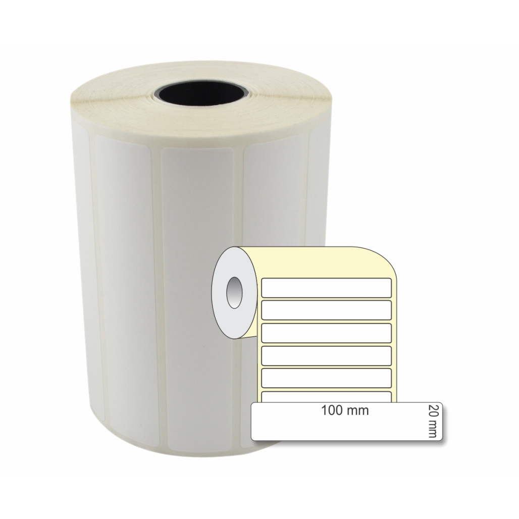 Etiqueta Adesiva em Papel Térmico, 100 x 20 mm x 1 coluna, para Impressoras Térmicas Diretas