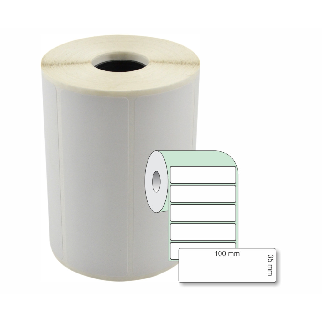 Etiqueta Adesiva Couchê, 100 x 35 mm x 1 coluna,  para Impressoras Térmicas