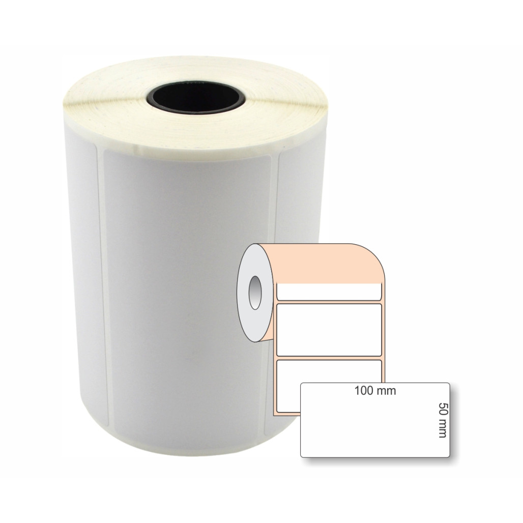 Etiqueta Adesiva BOPP Branco, 100 x 50 mm x 1 coluna, para Impressoras Térmicas