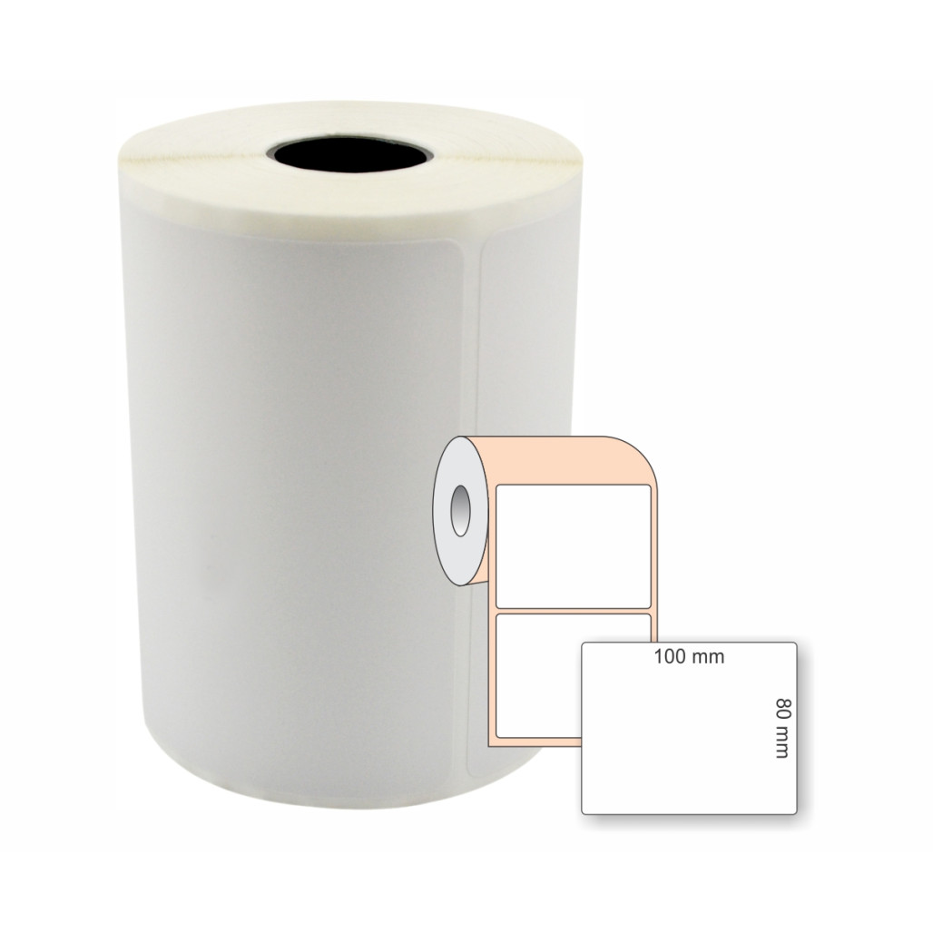 Etiqueta Adesiva BOPP Branco, 100 x 80 mm x 1 coluna, para Impressoras Térmicas