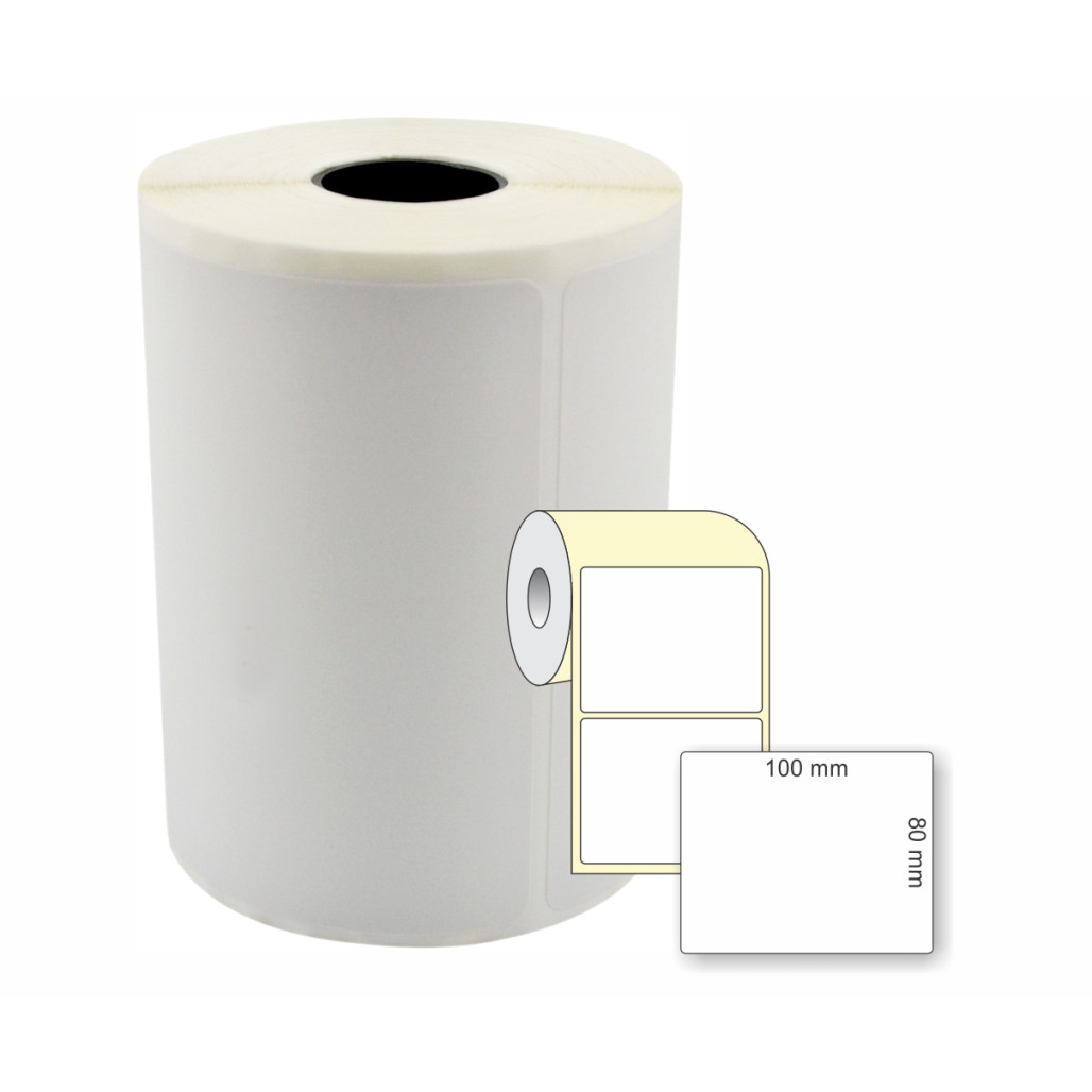 Etiqueta Adesiva em Papel Térmico, 100 x 80 mm x 1 coluna, para Impressoras Térmicas Diretas