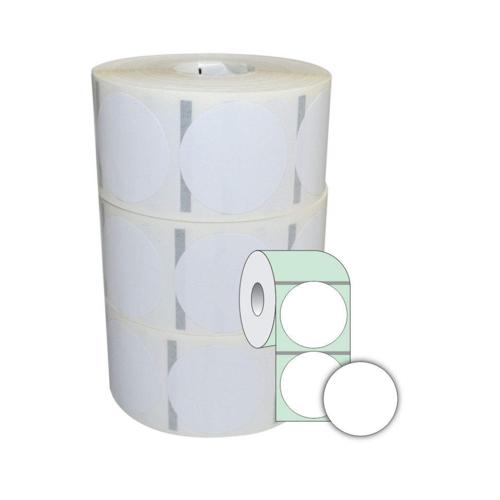Etiqueta Adesiva Couchê Redonda, 34 mm x 1 coluna, para Impressoras Térmicas
