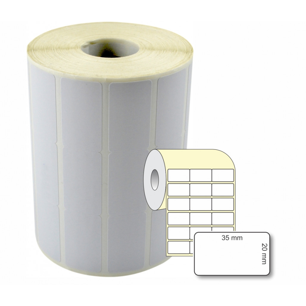 Etiqueta Adesiva em Papel Térmico, 35 x 20 mm x 3 colunas, para Impressoras Térmicas Diretas