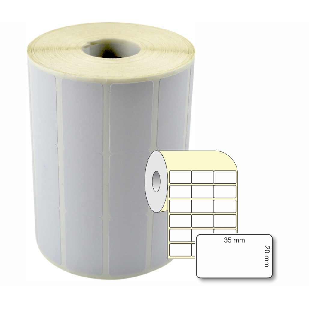 Etiqueta Adesiva em Papel Térmico, 35 x 20 mm x 3 colunas, para Impressoras Térmicas Diretas