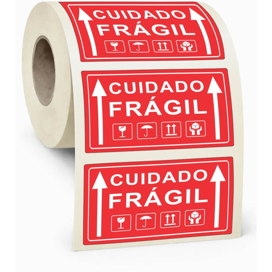 Etiqueta Adesiva Cuidado Frágil 100 x 50 mm - 2