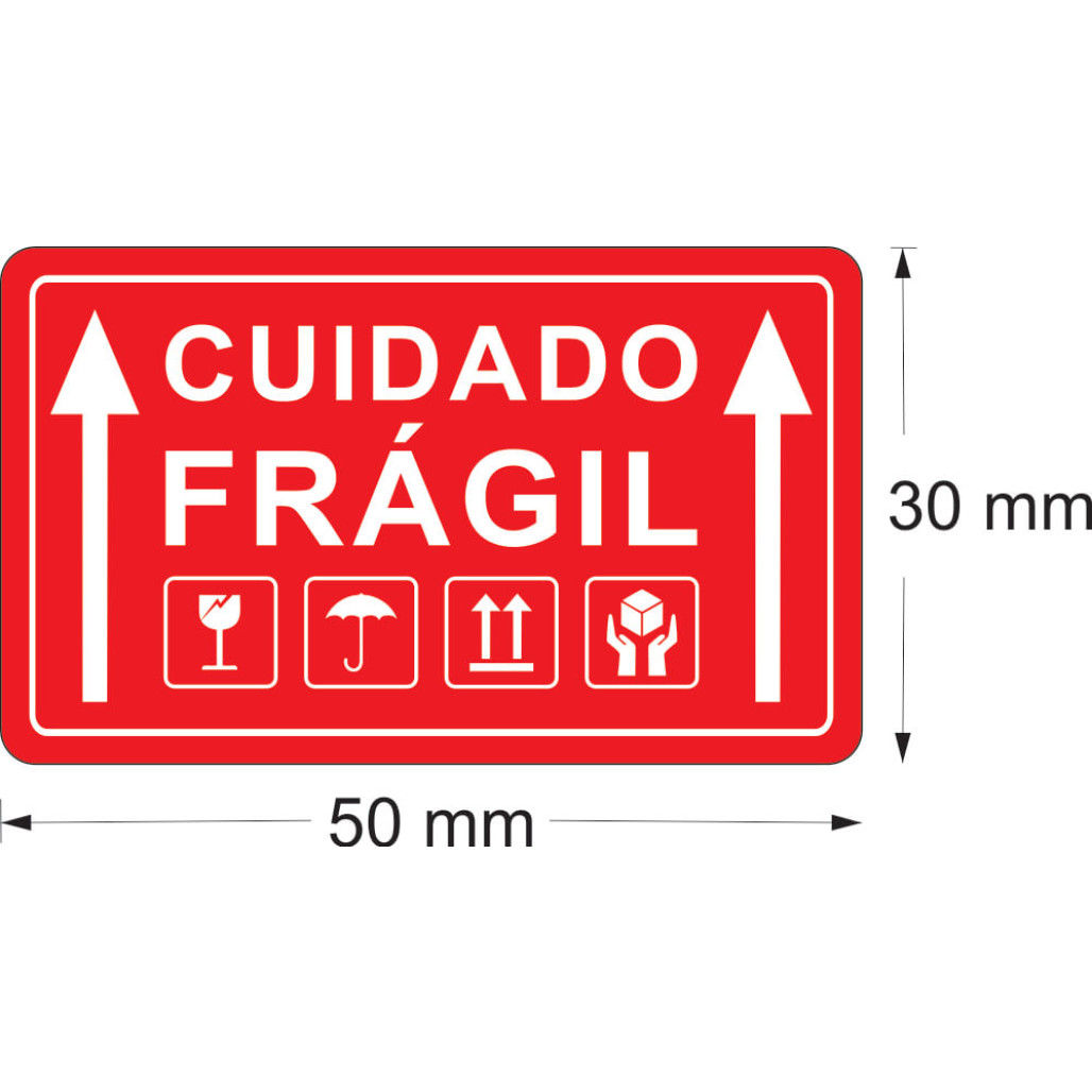 Etiqueta Adesiva Cuidado Frágil 50 x 30 mm - 3