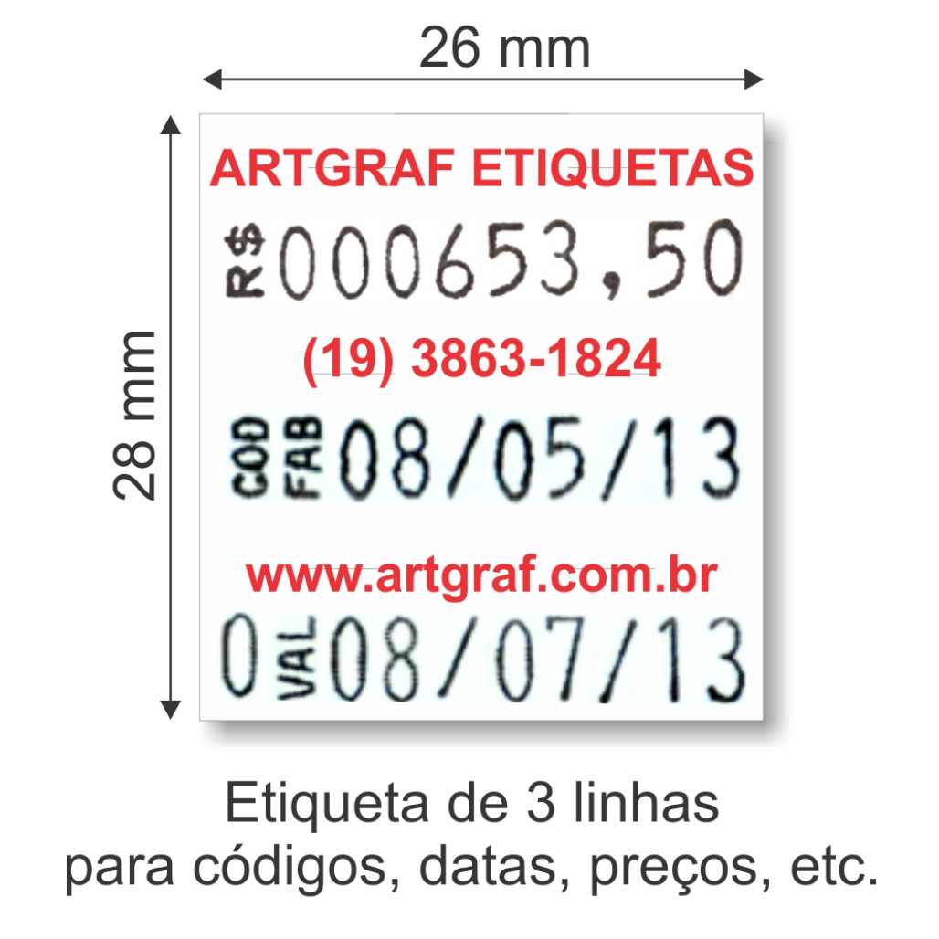 Etiqueta Adesiva, MX 2628, 26 x 28 mm para Etiquetadoras, com Opções Personalizadas - 2