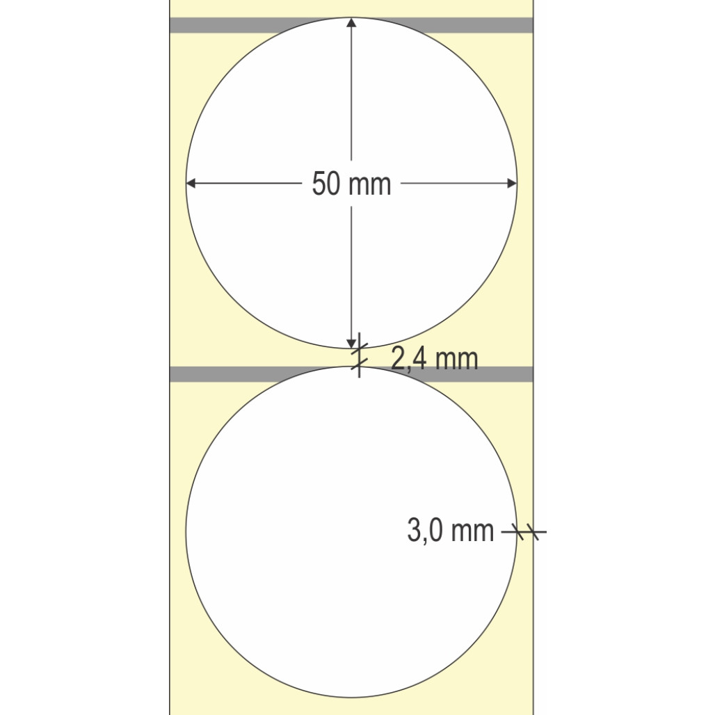 Etiqueta Adesiva em Papel Térmico Redonda, 50 mm x 1 coluna, para Impressoras Térmicas Diretas - 2