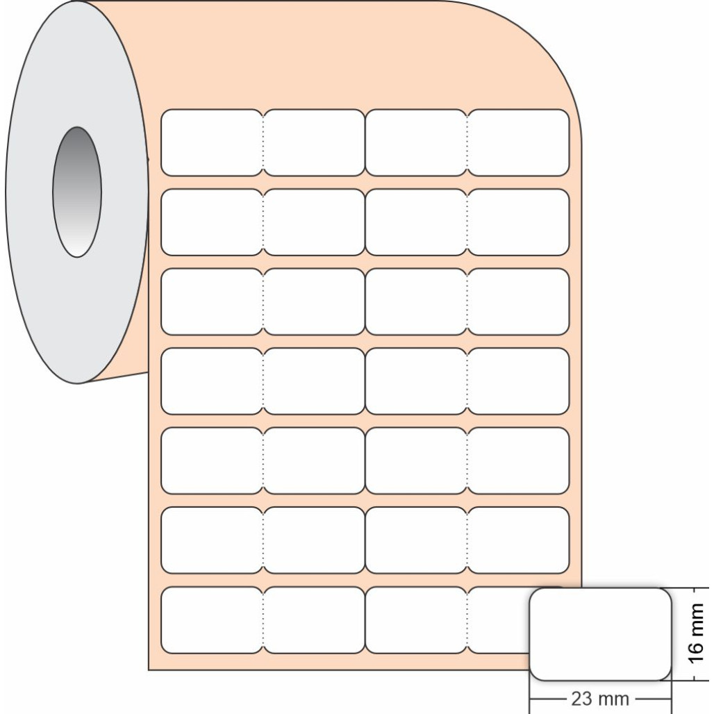 Etiqueta Adesiva BOPP Branco, 23 x 16 mm x 4 colunas, para Impressoras Térmicas