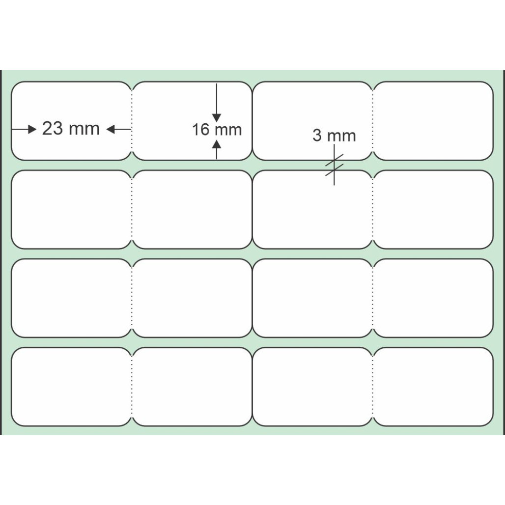 Etiqueta Adesiva Couchê, 23 x 16 mm x 4 colunas, para Impressoras Térmicas - 2
