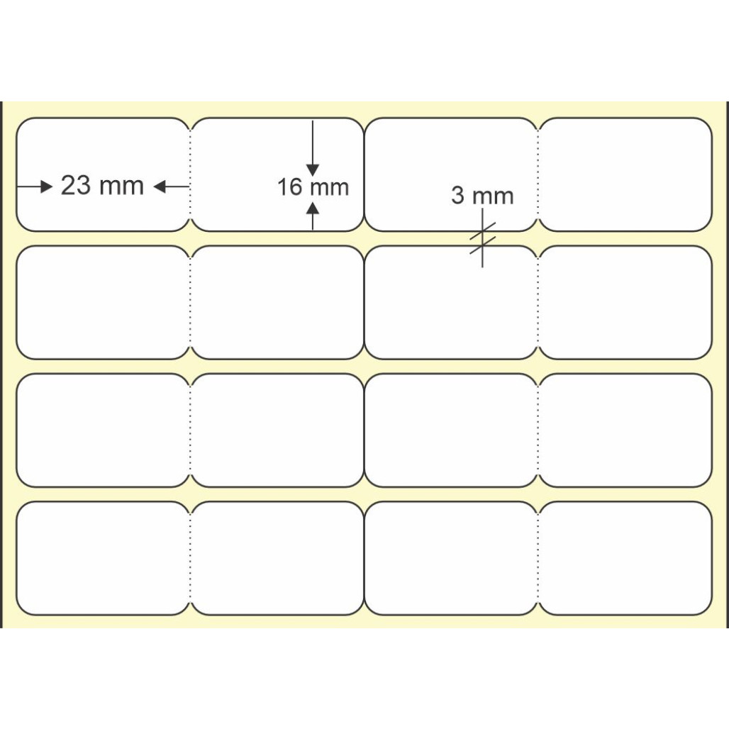 Etiquetas Adesivas em Papel Térmico 23 x 16 mm x 4 colunas, para Impressoras Térmicas Diretas - 2