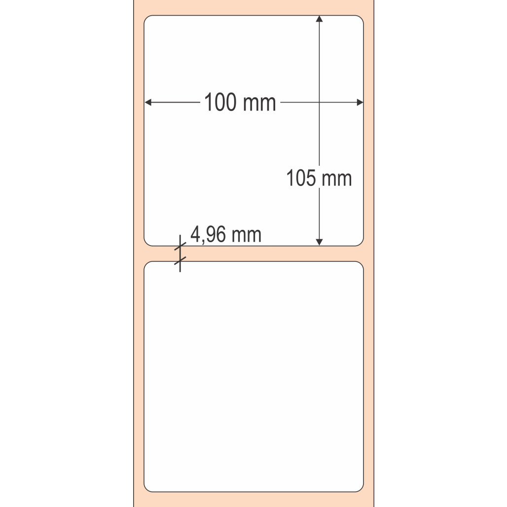 Etiqueta Adesiva BOPP Branco, 100 x 105 mm x 1 coluna, para Impressoras Térmicas - 2