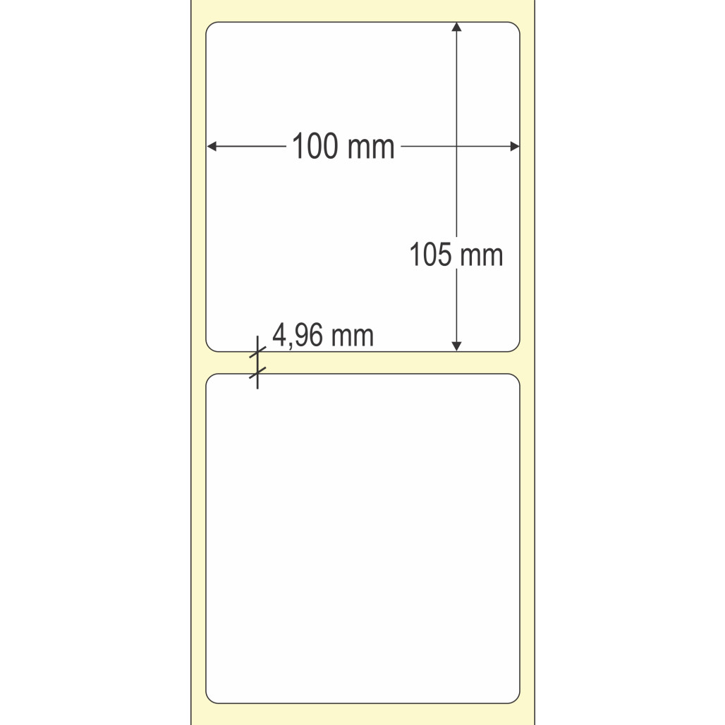 Etiqueta Adesiva em Papel Térmico, 100 x 105 mm x 1 coluna, para Impressoras Térmicas Diretas - 2