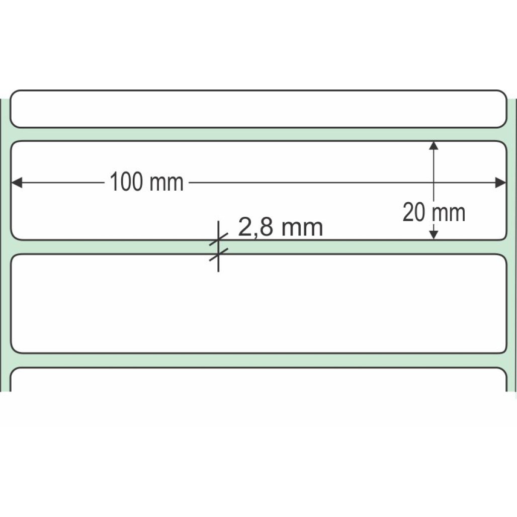 Etiqueta Adesiva Couchê, 100 x 20 mm x 1 coluna, para Impressoras Térmicas - 3