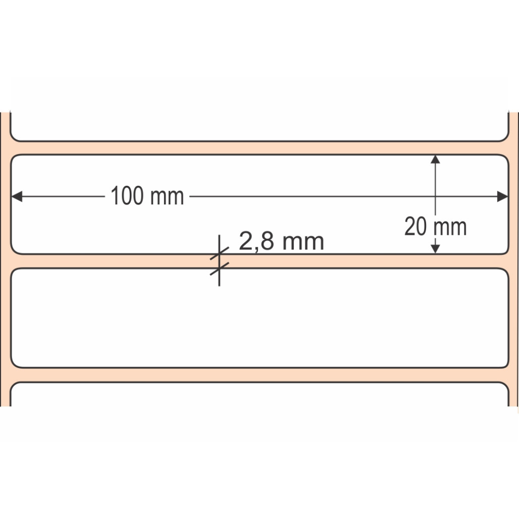 Etiqueta Adesiva BOPP Branco, 100 x 20 mm x 1 coluna,  para Impressoras Térmicas - 3