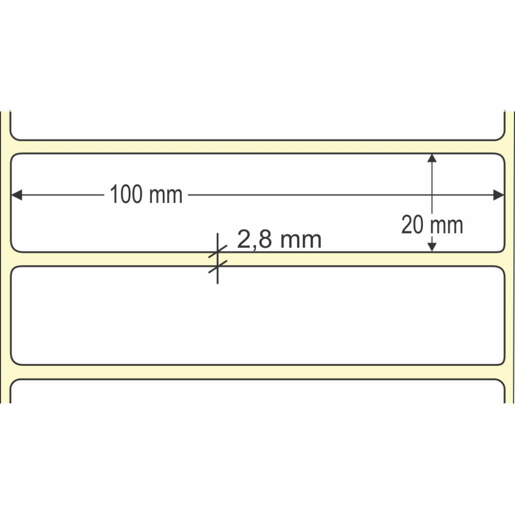 Etiqueta Adesiva em Papel Térmico, 100 x 20 mm x 1 coluna, para Impressoras Térmicas Diretas - 3