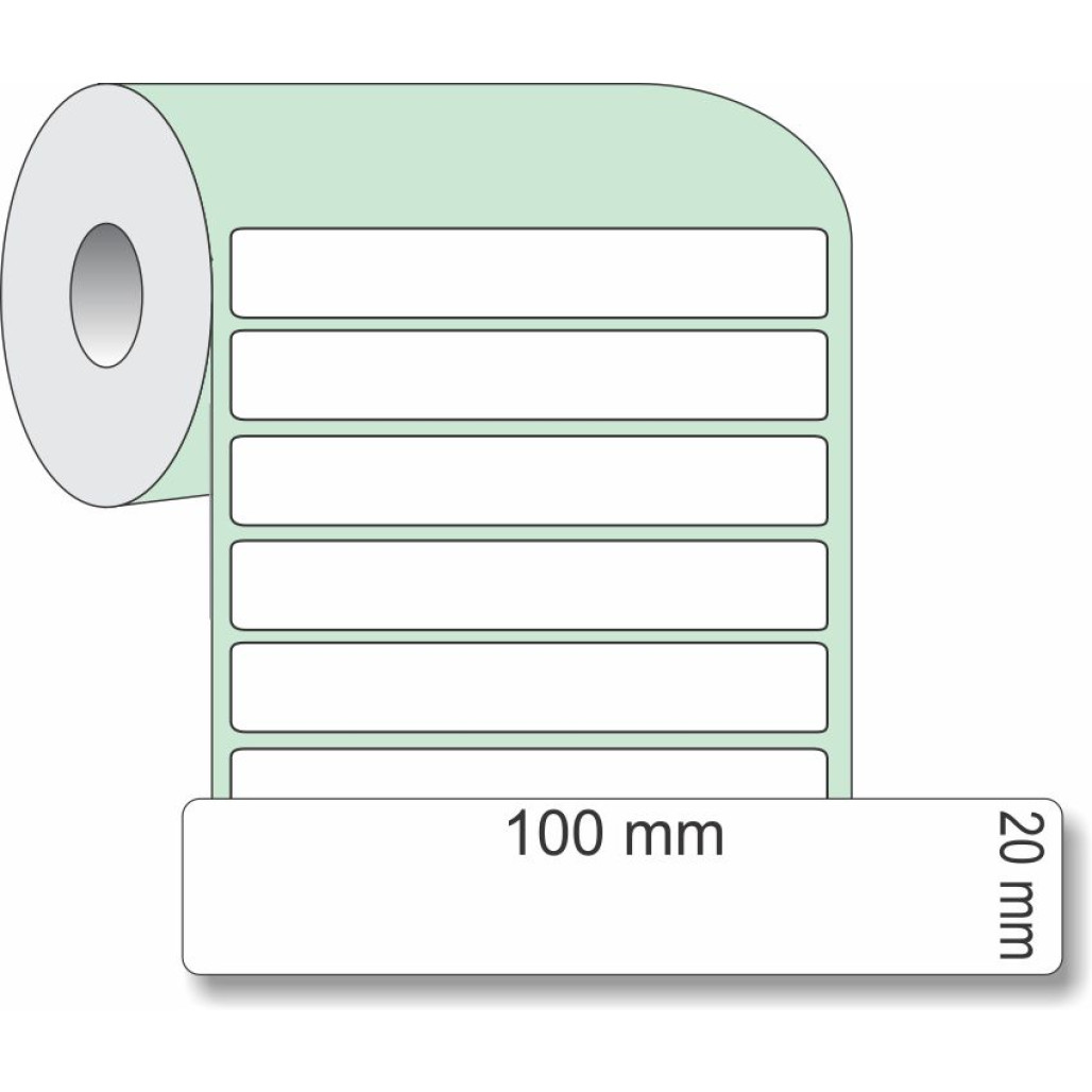 Etiqueta Adesiva Couchê, 100 x 20 mm x 1 coluna, para Impressoras Térmicas - 2