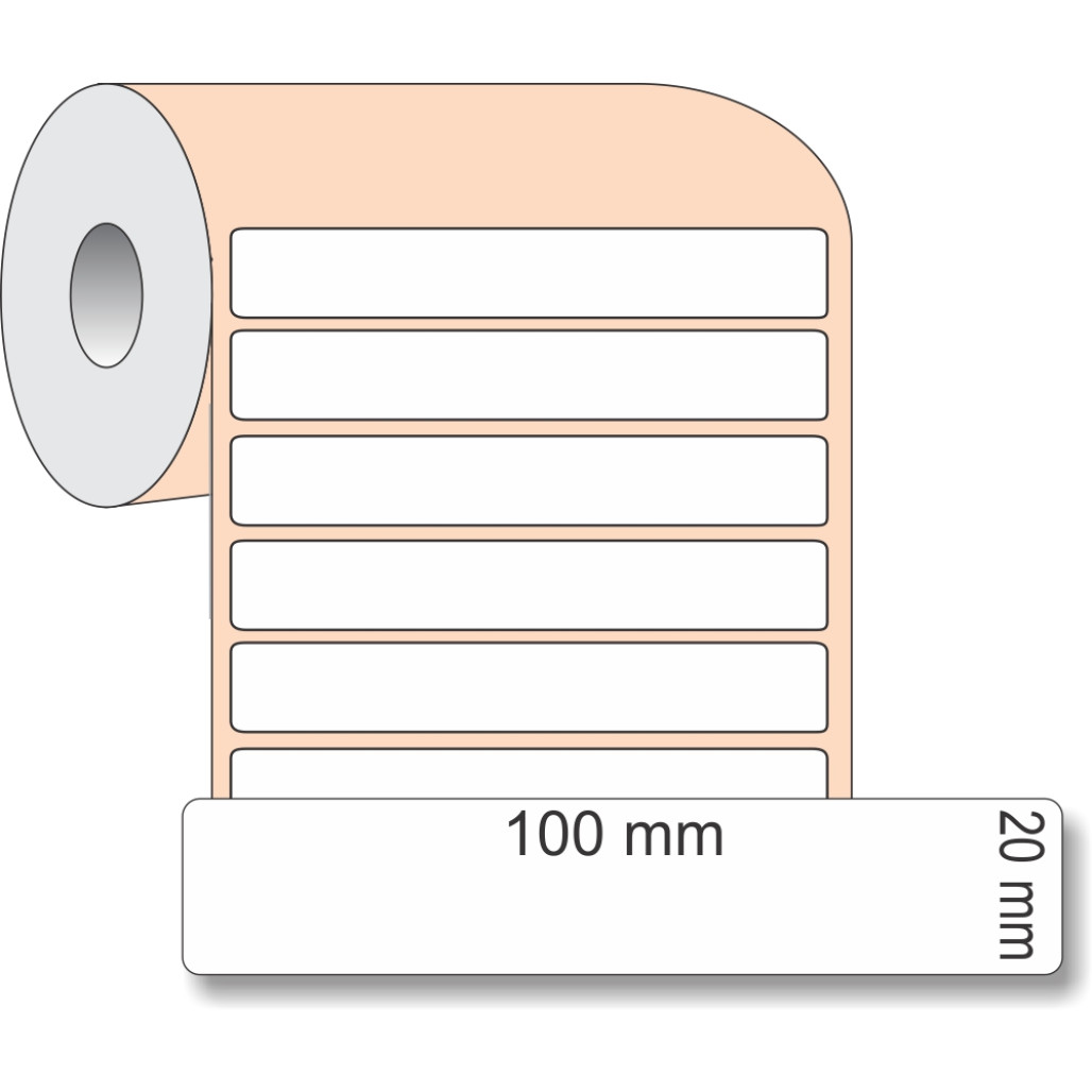 Etiqueta Adesiva BOPP Branco, 100 x 20 mm x 1 coluna,  para Impressoras Térmicas - 2