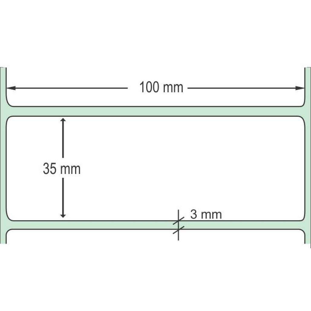 Etiqueta Adesiva Couchê, 100 x 35 mm x 1 coluna,  para Impressoras Térmicas - 3