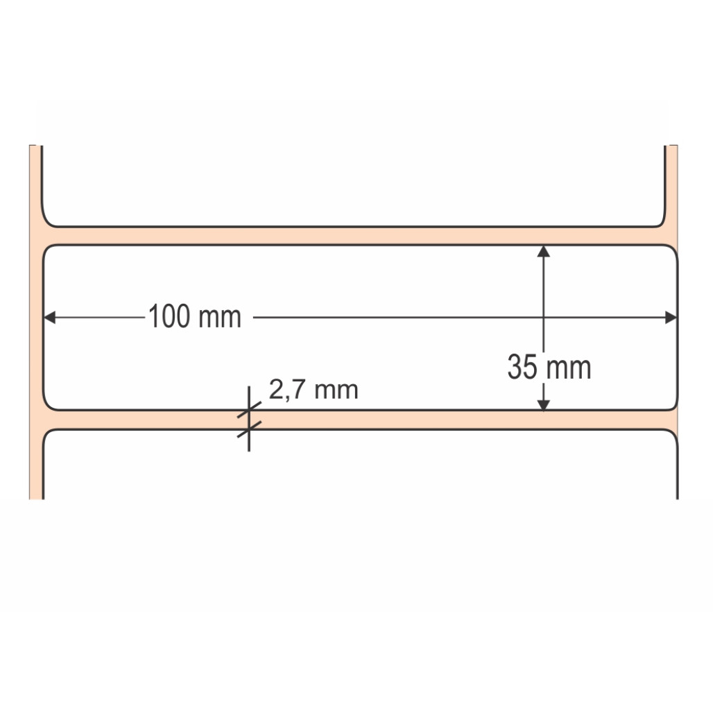 Etiqueta Adesiva BOPP Branco, 100 x 35 mm x 1 coluna, para Impressoras Térmicas - 3