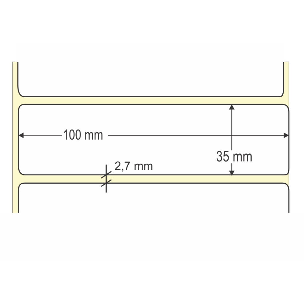 Etiqueta Adesiva em Papel Térmico, 100 x 35 mm x 1 coluna, para Impressoras Térmicas Diretas - 3