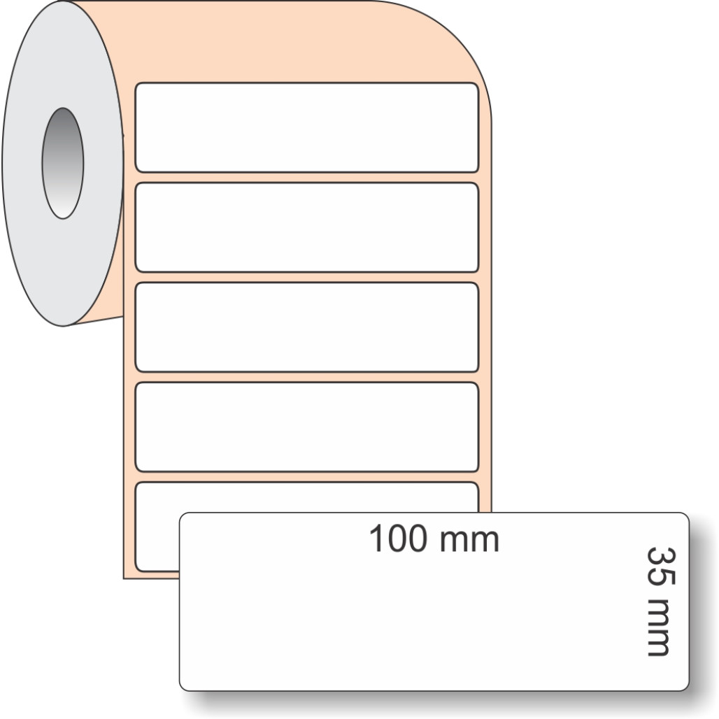 Etiqueta Adesiva BOPP Branco, 100 x 35 mm x 1 coluna, para Impressoras Térmicas - 2