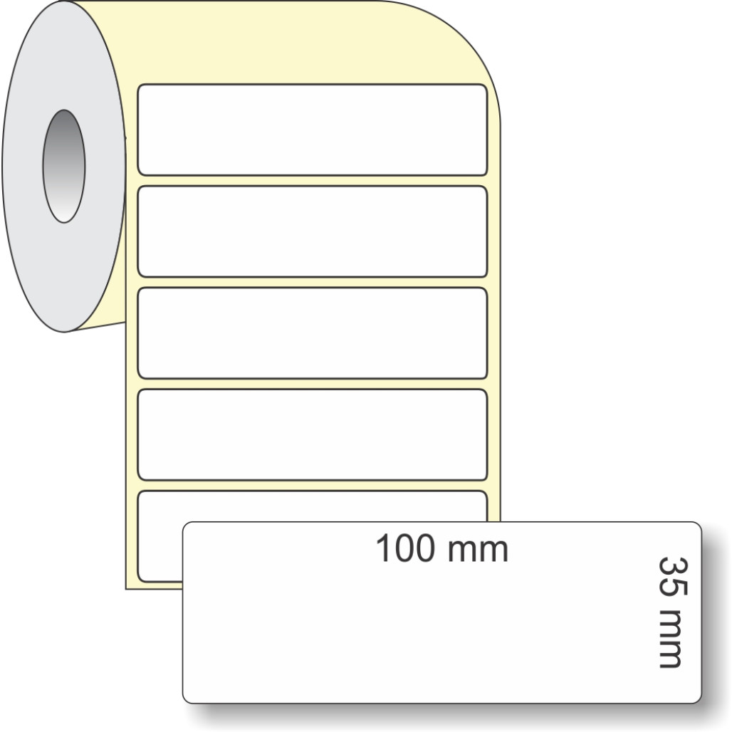 Etiqueta Adesiva em Papel Térmico, 100 x 35 mm x 1 coluna, para Impressoras Térmicas Diretas - 2