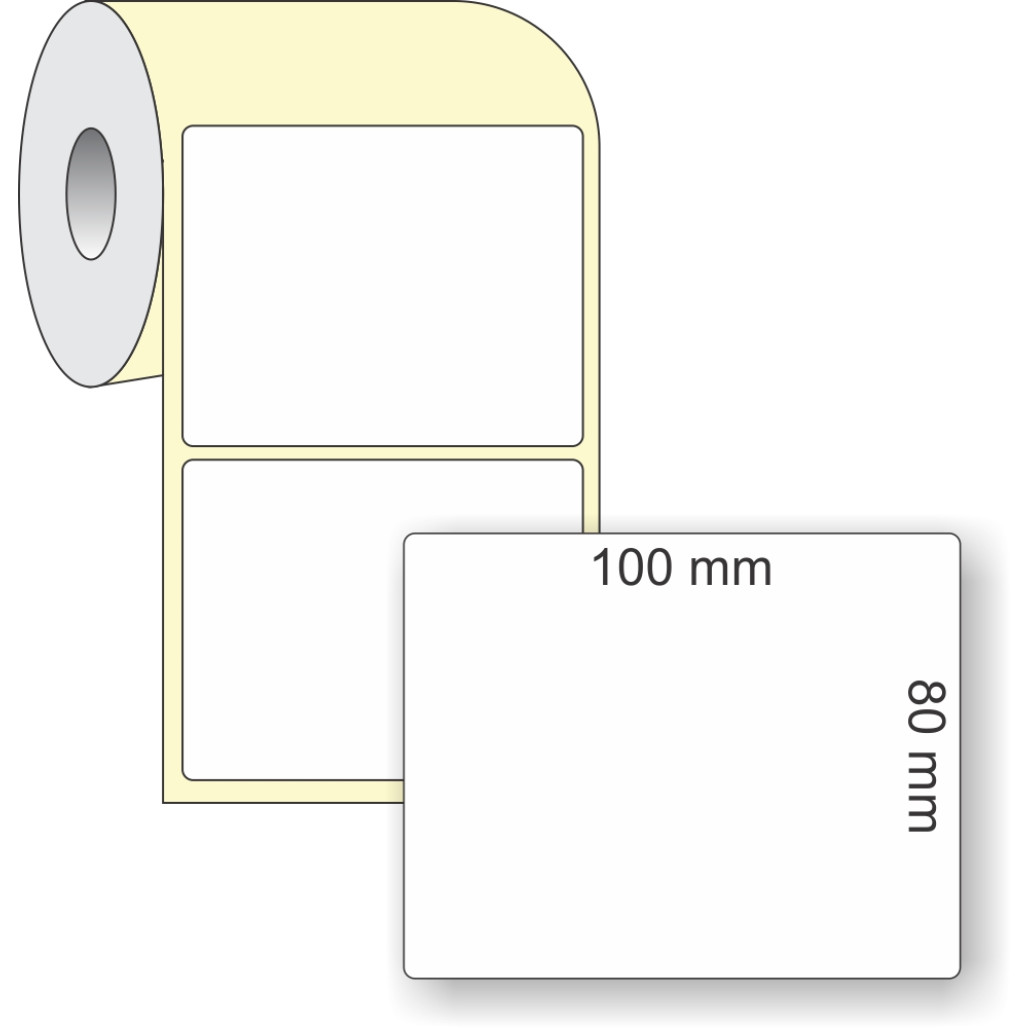 Etiqueta Adesiva em Papel Térmico, 100 x 80 mm x 1 coluna, para Impressoras Térmicas Diretas - 2