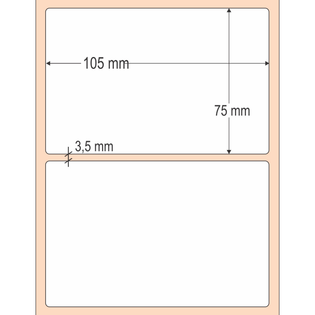 Etiqueta Adesiva BOPP Branco, 105 x 75 mm x 1 coluna, para Impressoras Térmicas - 3