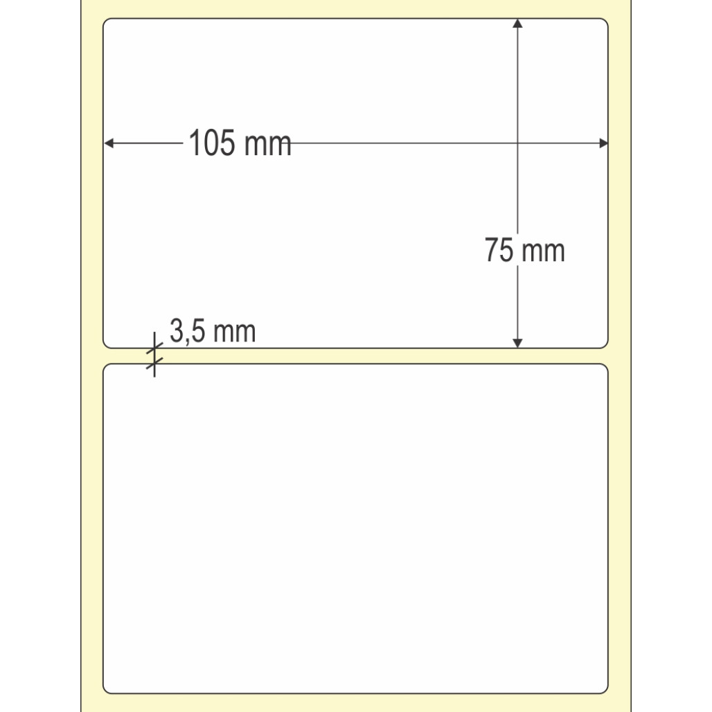 Etiqueta Adesiva em Papel Térmico, 105 x 75 mm x 1 coluna, para Impressoras Térmicas Diretas - 3
