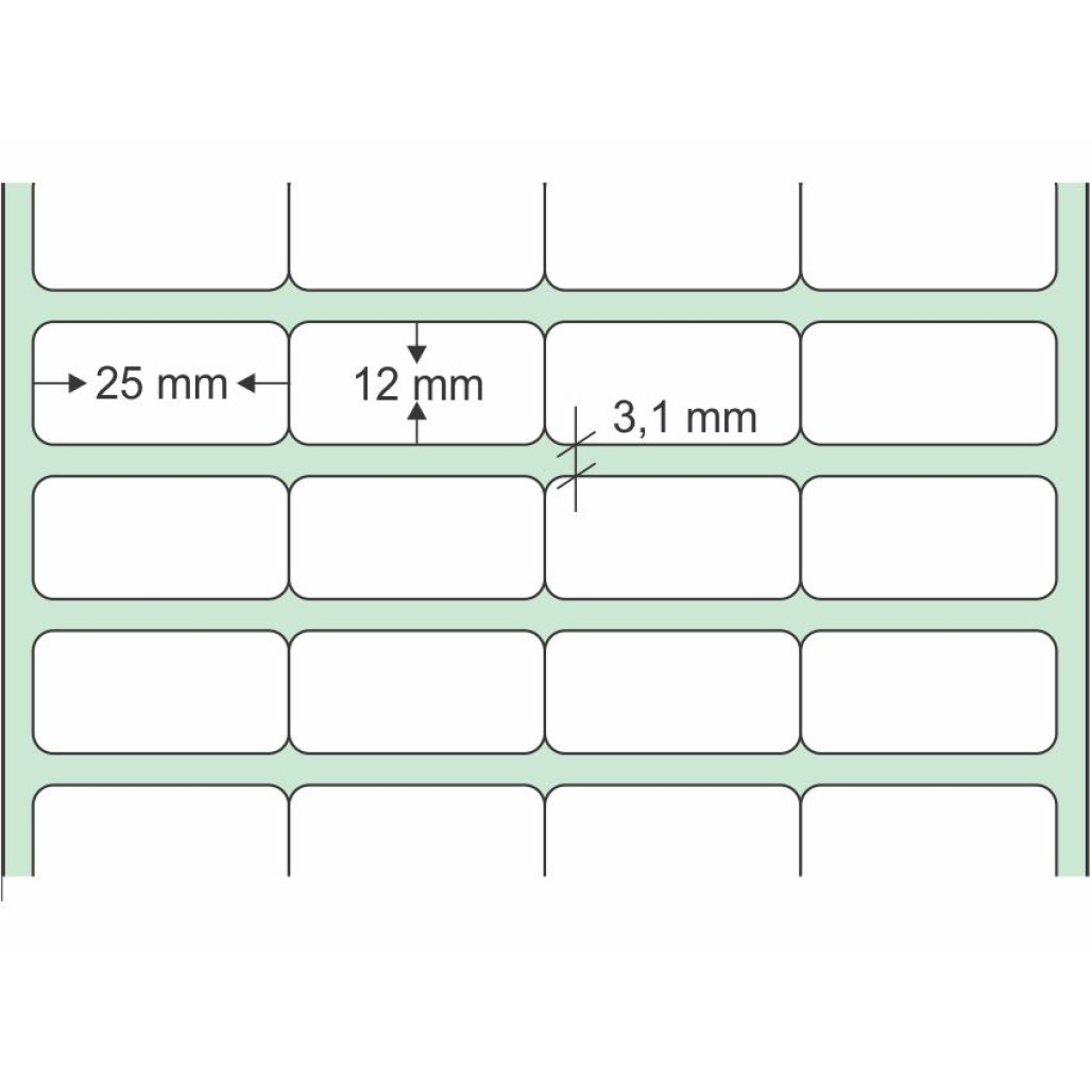 Etiqueta Adesiva Couchê, 25 x 12 mm x 4 colunas, para Impressoras Térmicas - 3