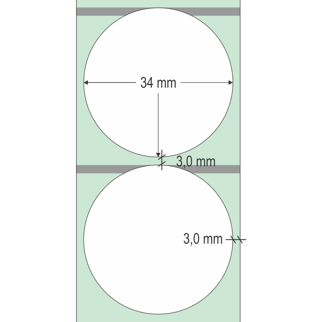 Etiqueta Adesiva Couchê Redonda, 34 mm x 1 coluna, para Impressoras Térmicas - 3
