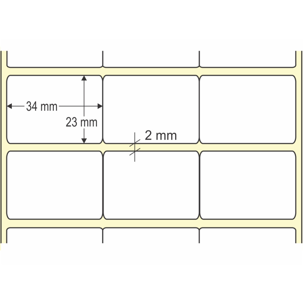 Etiqueta Adesiva em Papel Térmico, 34 x 23 mm x 3 colunas, para Impressoras Térmicas Diretas - 3