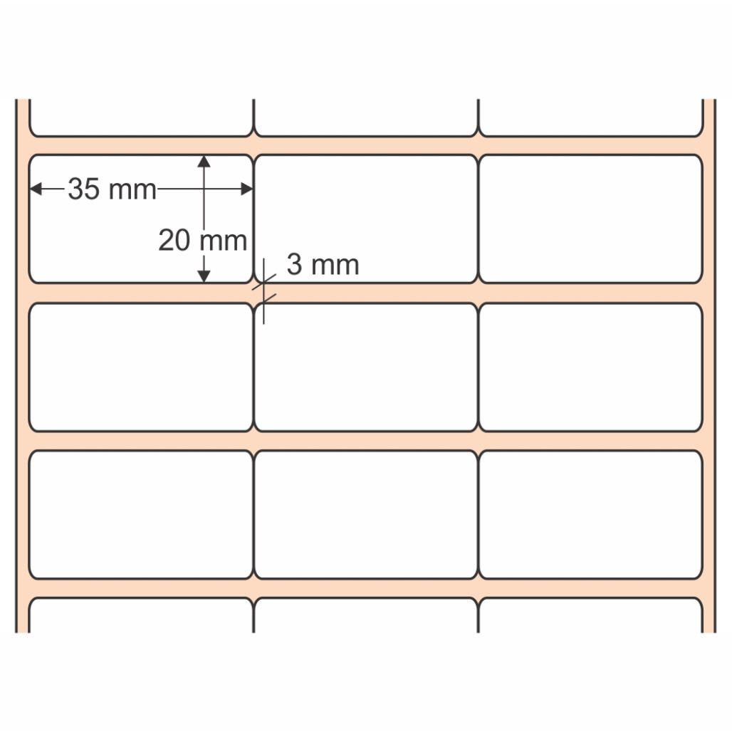 Etiqueta Adesiva BOPP Branco, 35 x 20 mm x 3 colunas, para Impressoras Térmicas - 3