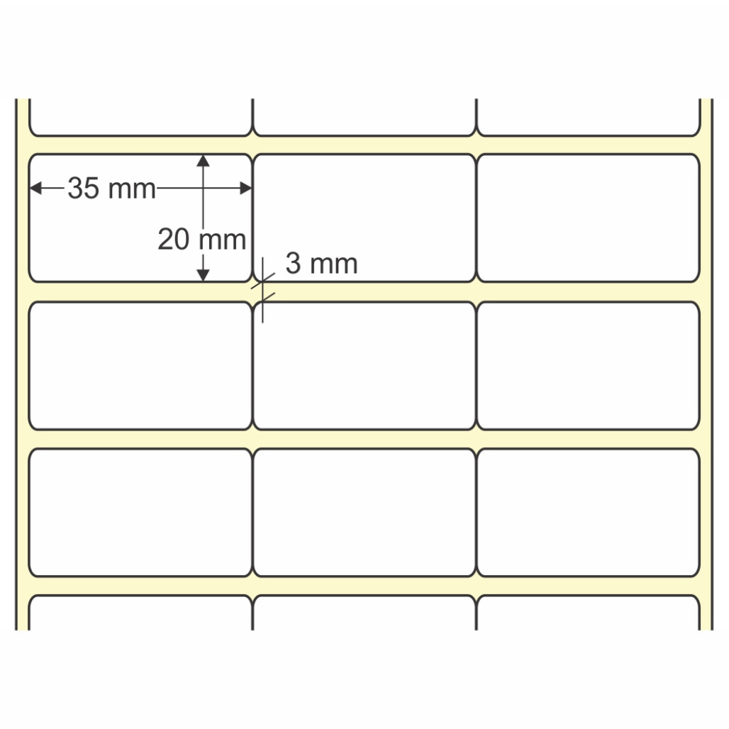 Etiqueta Adesiva em Papel Térmico, 35 x 20 mm x 3 colunas, para Impressoras Térmicas Diretas - 3