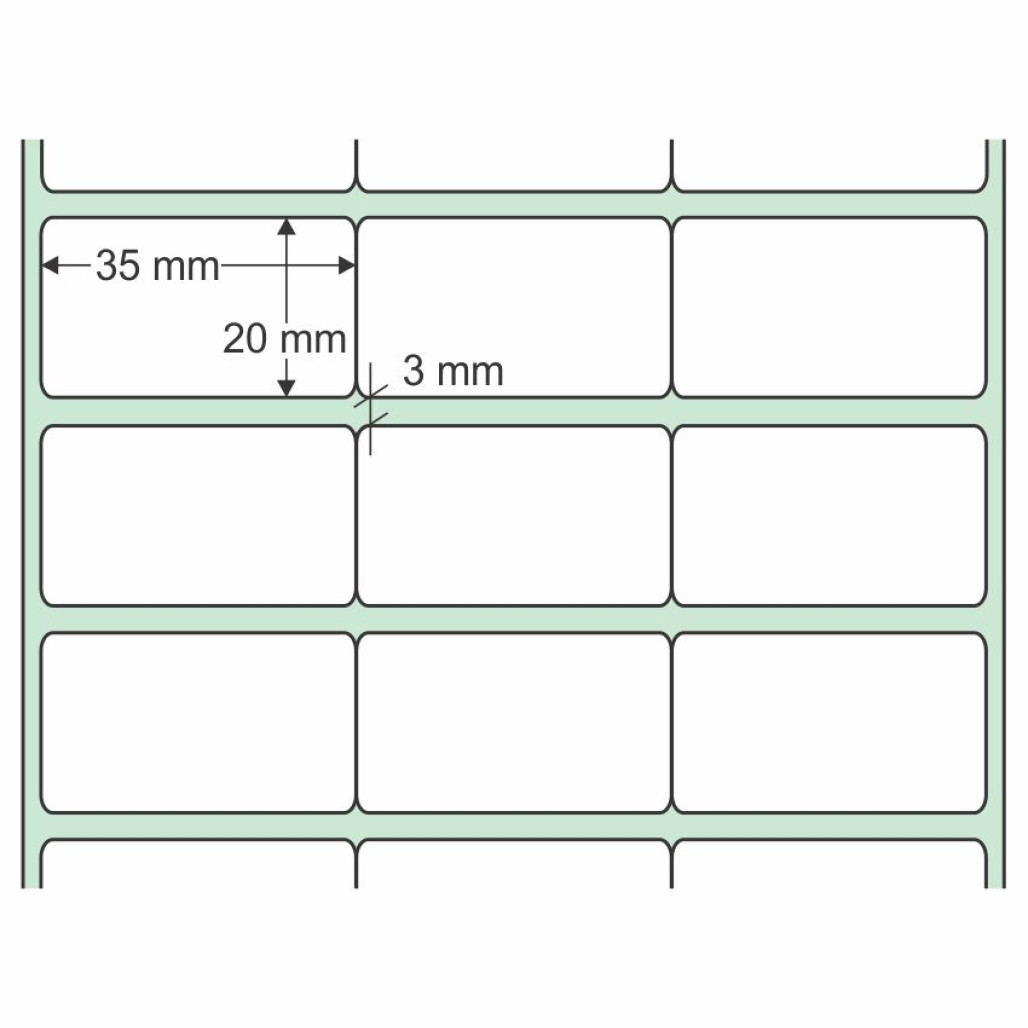 Etiqueta Adesiva Couchê, 35 x 20 mm x 3 colunas, para Impressoras Térmicas - 3
