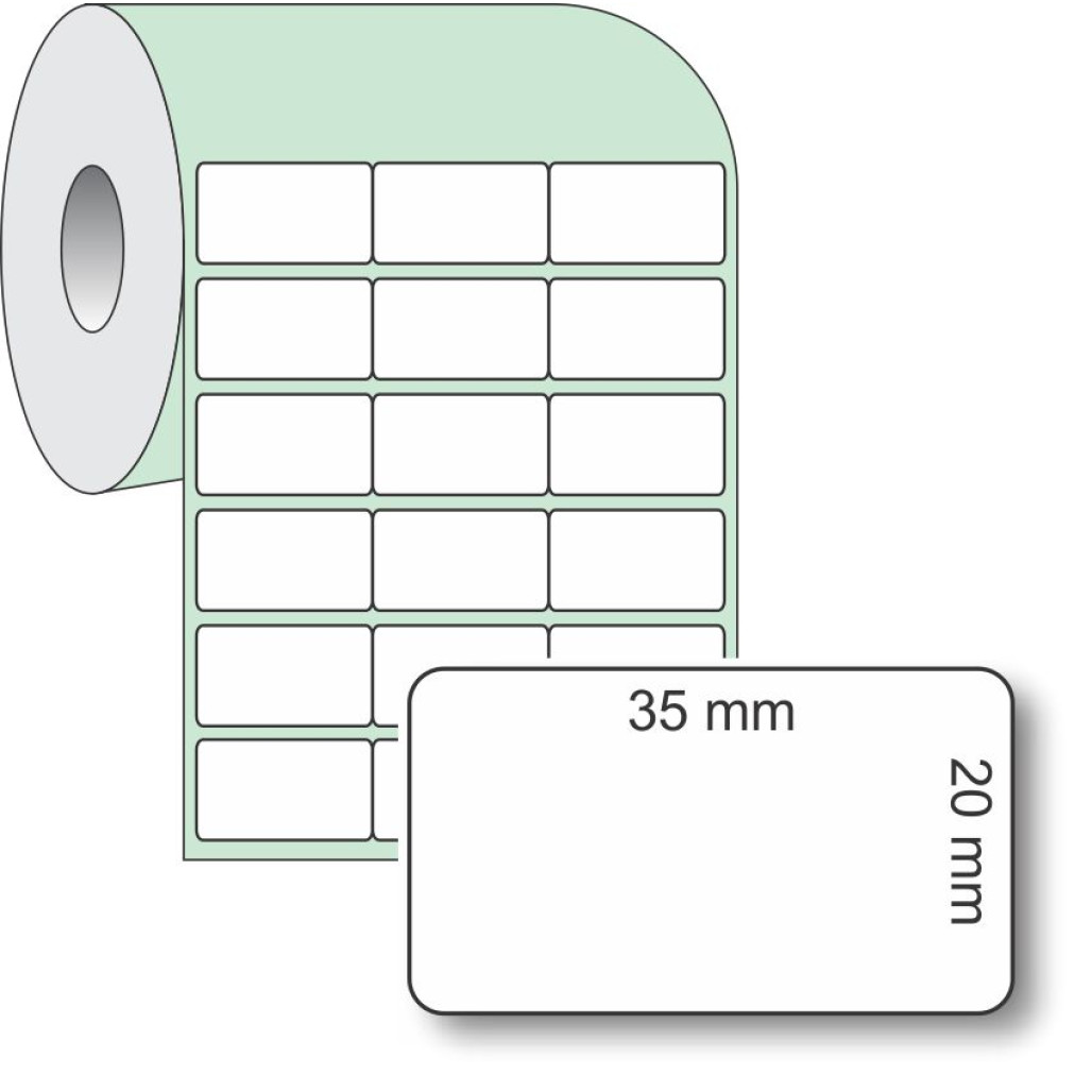 Etiqueta Adesiva Couchê, 35 x 20 mm x 3 colunas, para Impressoras Térmicas - 2