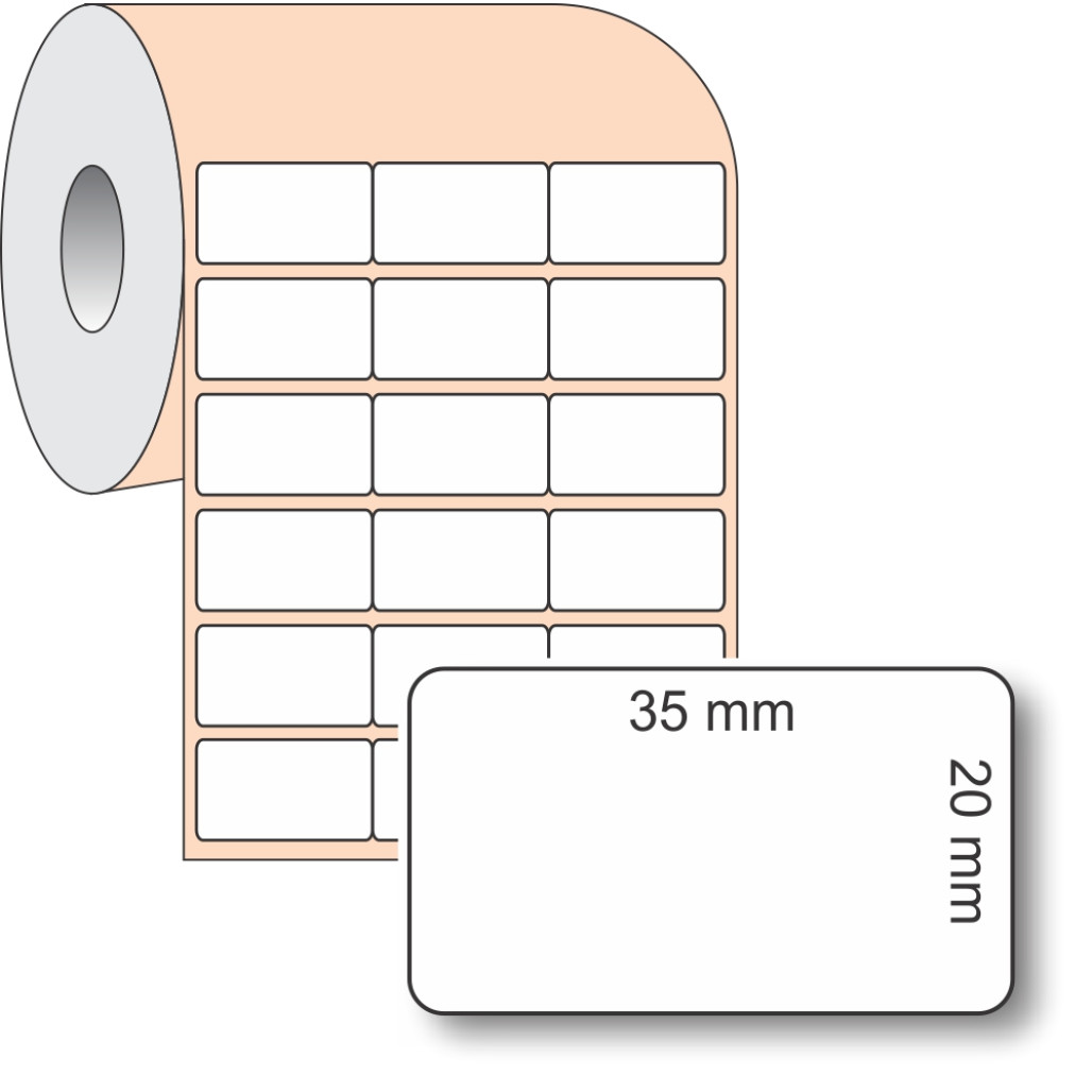 Etiqueta Adesiva BOPP Branco, 35 x 20 mm x 3 colunas, para Impressoras Térmicas - 2