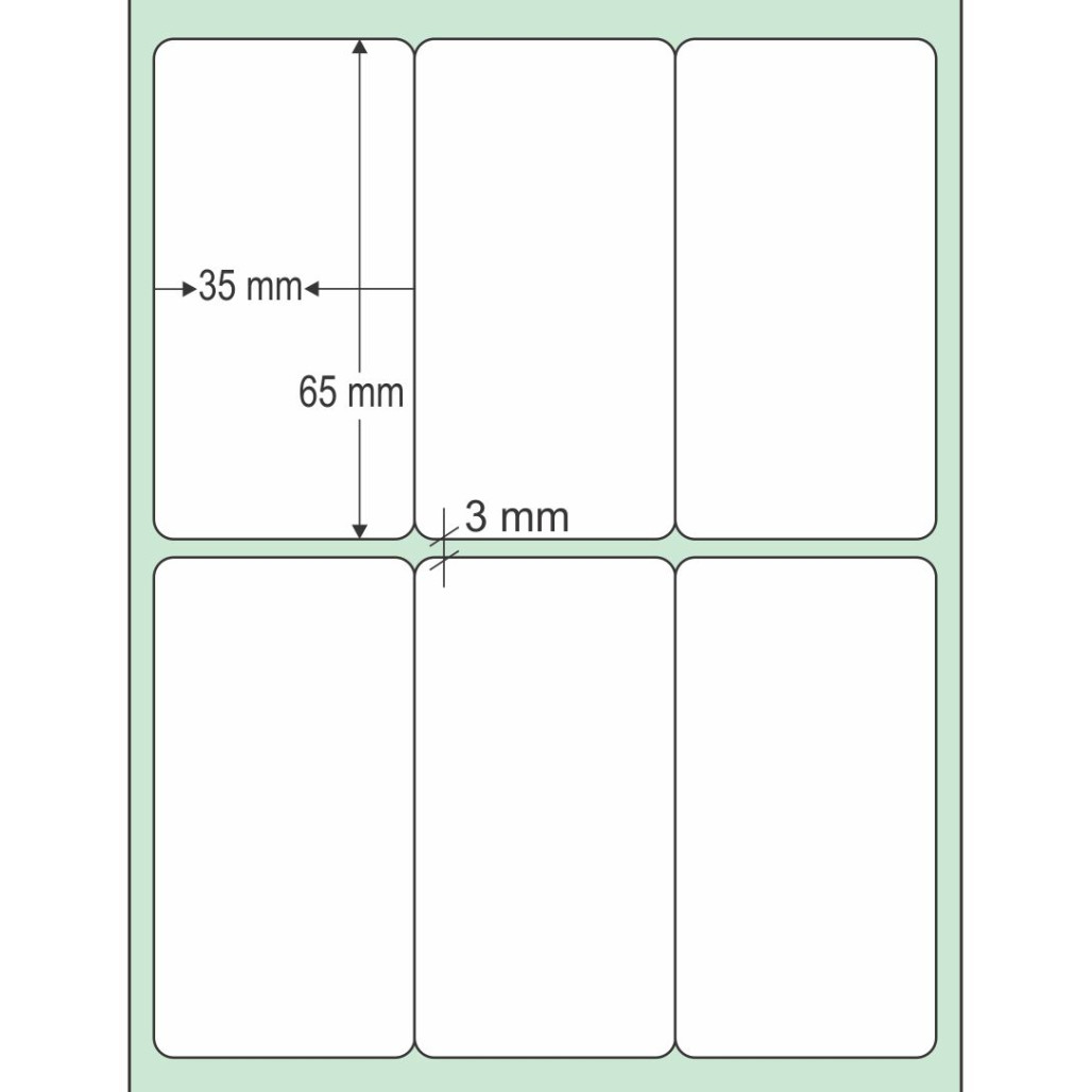 Etiqueta Adesiva Couchê, 35 x 65 mm x 3 colunas, para Impressoras Térmicas - 3