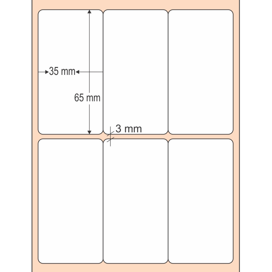 Etiqueta Adesiva BOPP Branco, 35 x 65 mm x 3 colunas, para Impressoras Térmicas - 3