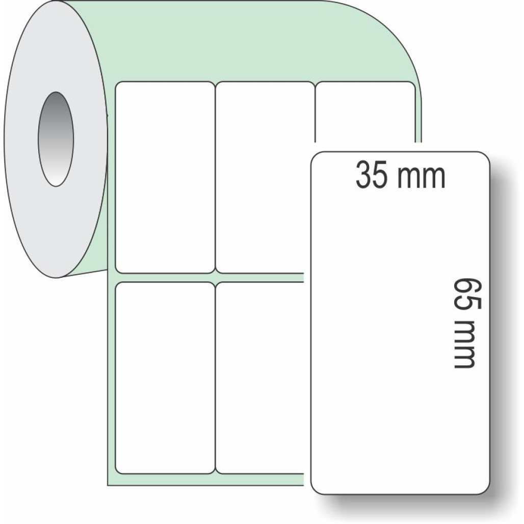Etiqueta Adesiva Couchê, 35 x 65 mm x 3 colunas, para Impressoras Térmicas - 1