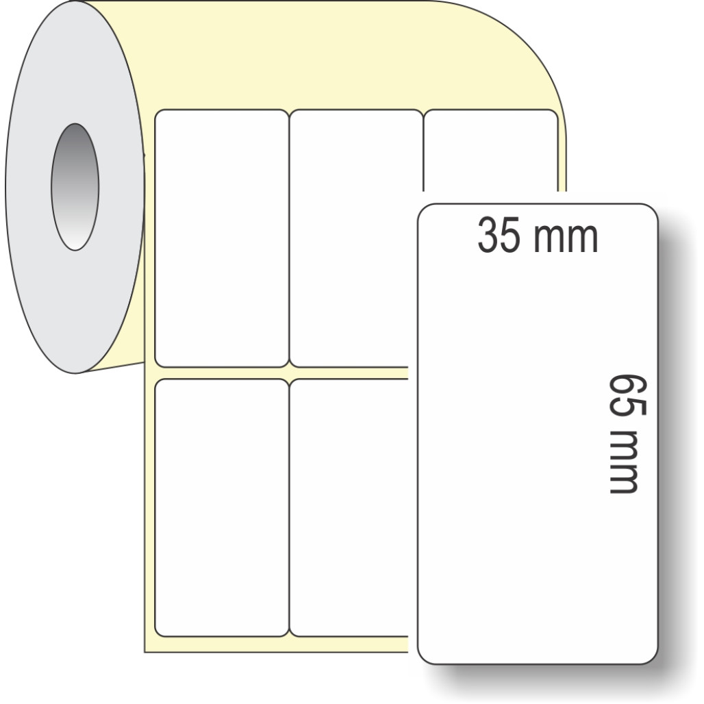 Etiqueta Adesiva em Papel Térmico, 35 x 65 mm x 3 colunas, para Impressoras Térmicas Diretas - 2