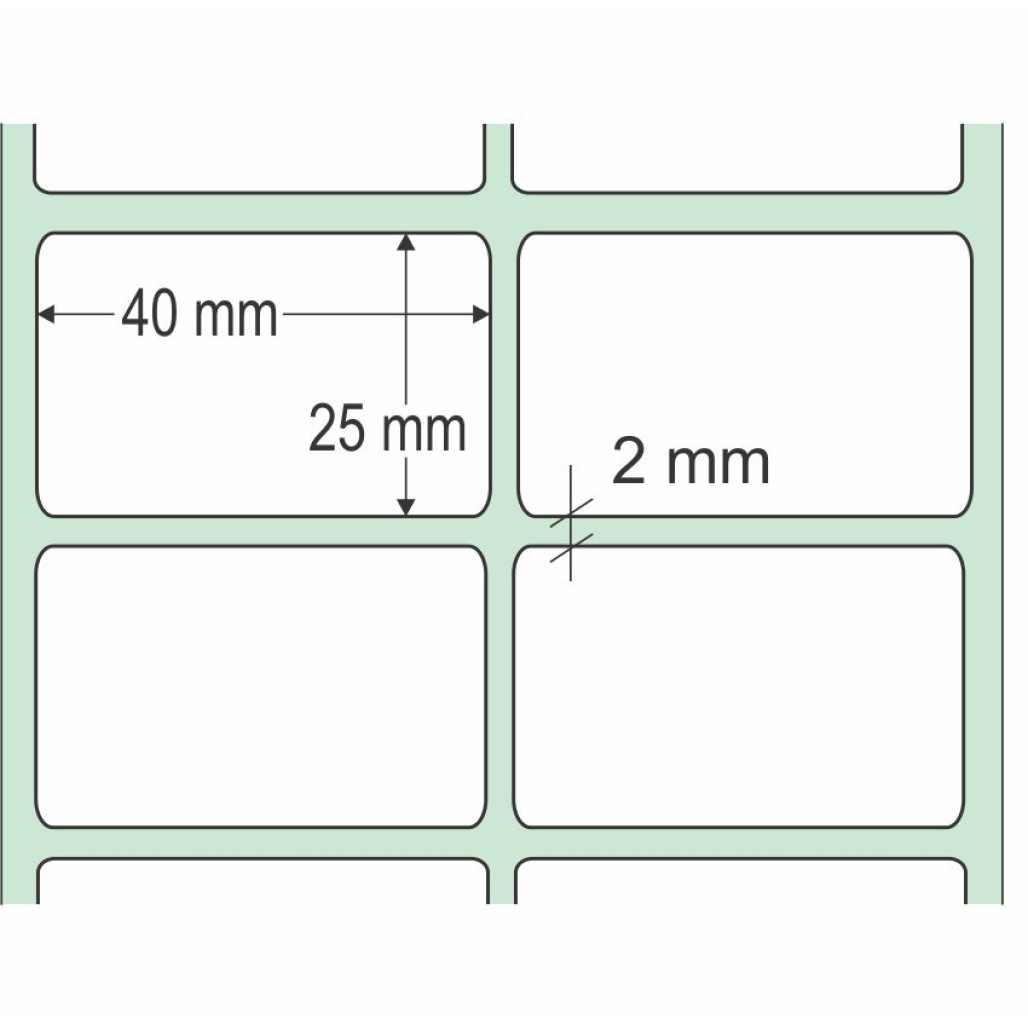 Etiqueta Adesiva Couchê, 40 x 25 mm x 2 colunas, para Impressoras Térmicas - 3