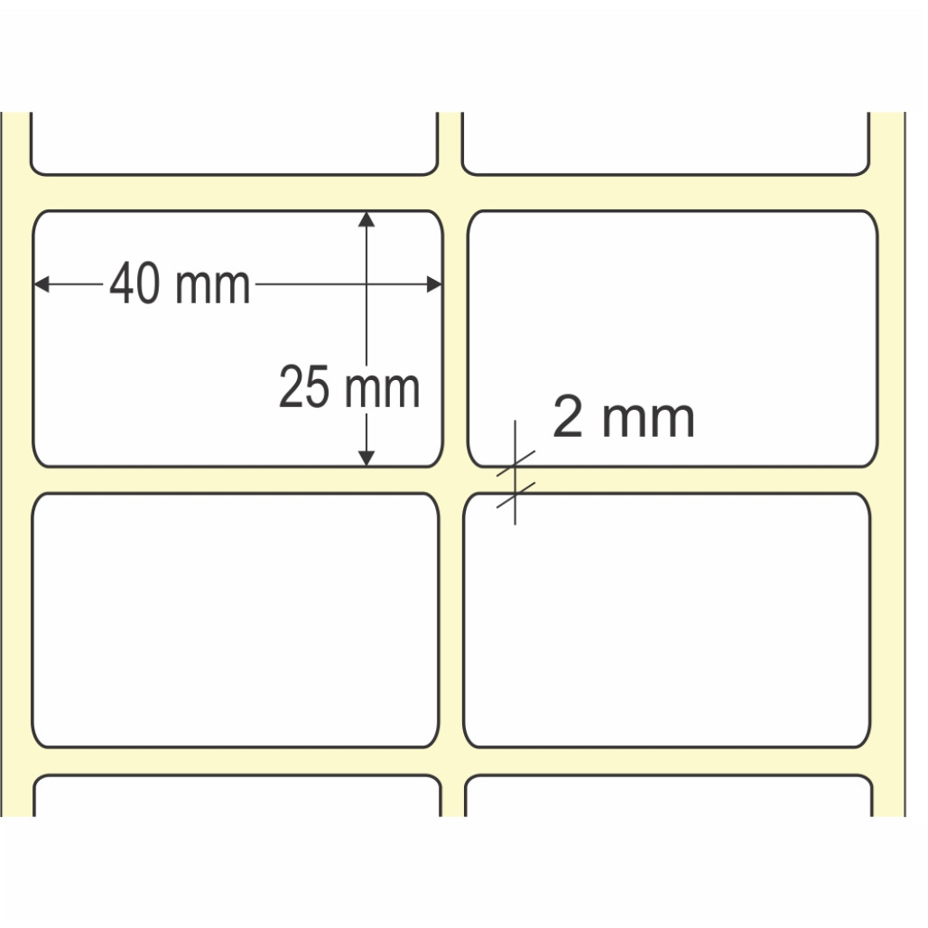 Etiqueta Adesiva em Papel Térmico, 40 x 25 mm x 2 colunas, para Impressoras Térmicas Diretas - 3