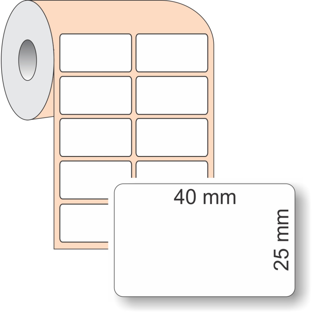 Etiqueta Adesiva BOPP Branco, 40 x 25 mm x 2 colunas, para Impressoras Térmicas - 2