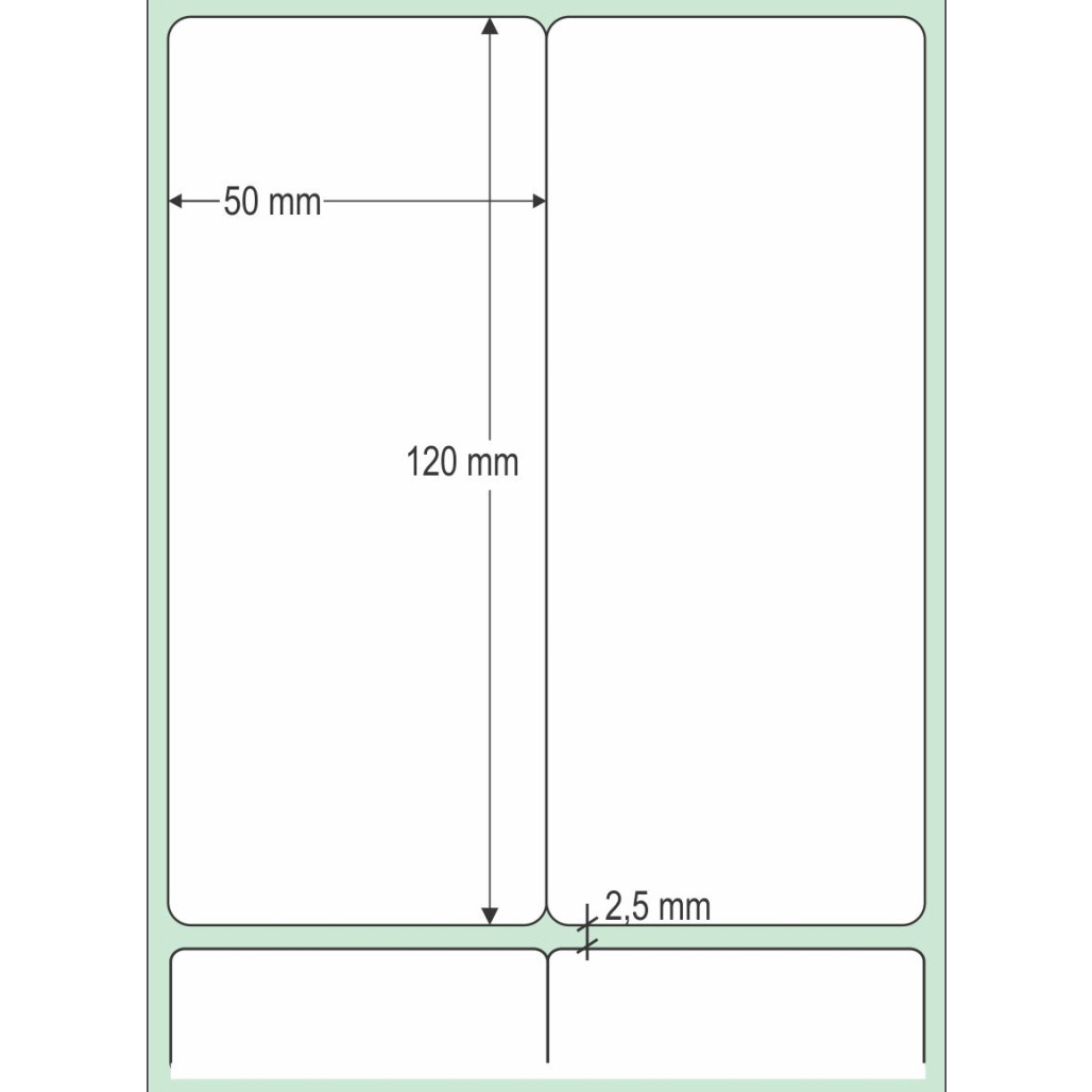 Etiqueta Adesiva Couchê, 50 x 120 mm x 2 colunas, para Impressoras Térmicas - 3