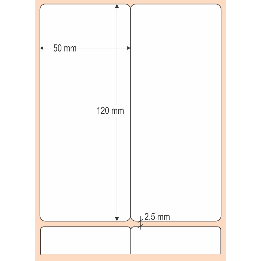 Etiqueta Adesiva BOPP Branco, 50 x 120 mm x 2 colunas, para Impressoras Térmicas - 3